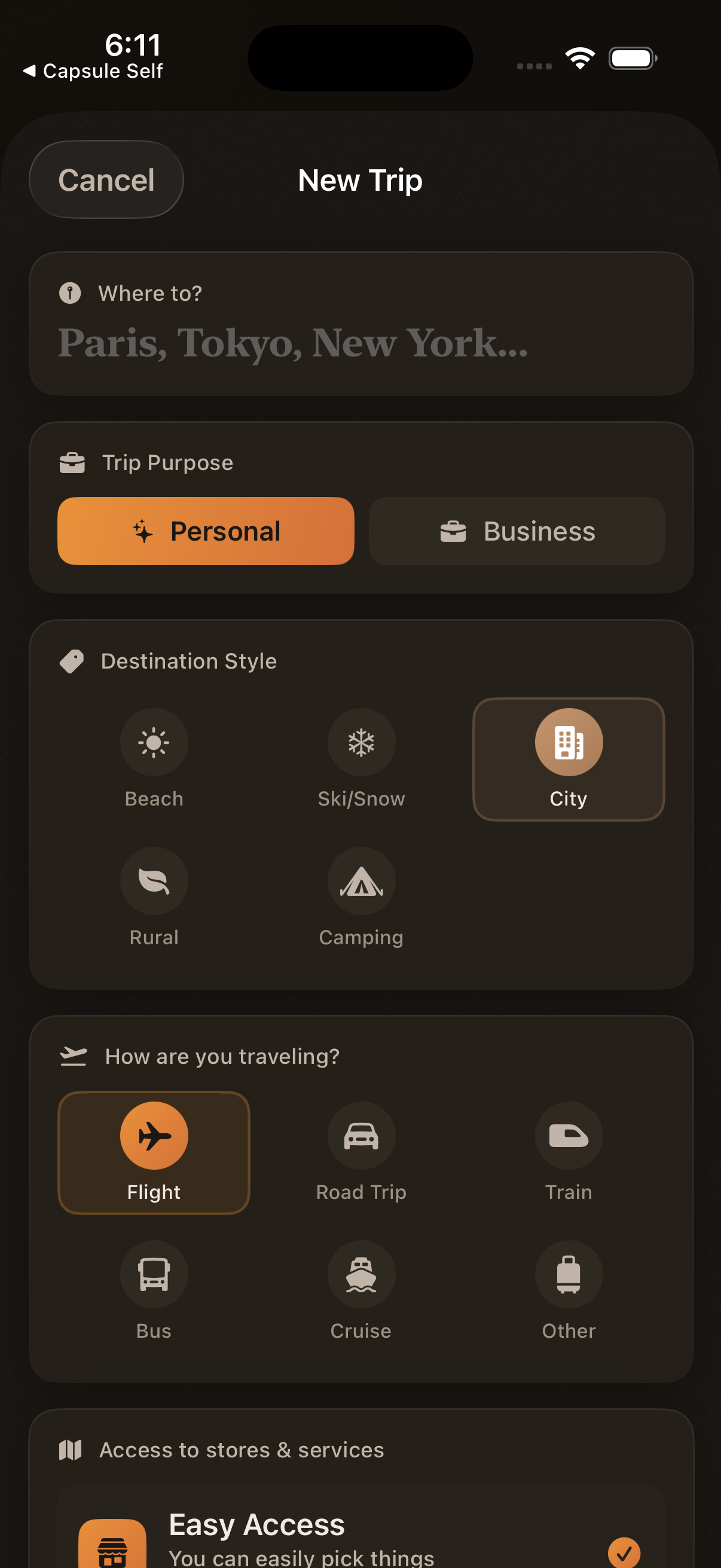 Packlio interface